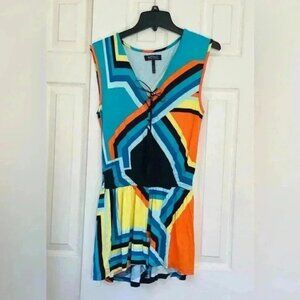 BUFFALO David Bitton Unique Colorful Geometric Y2K Print Sleeveless Rompers